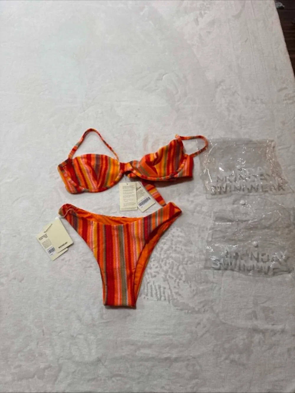 Monday Swimwear bikini Set Capri Top and Byron bottom- Sardinia Stripe